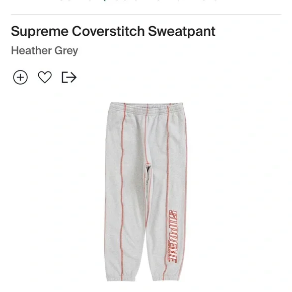 SUPREME Cover-stitch grey sweatpants 💕 - Picture 6 of 7